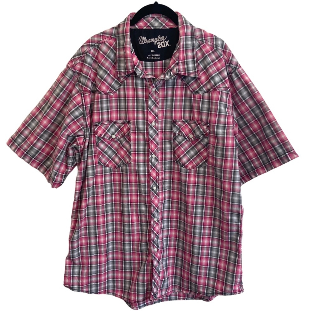 Men’s Wrangler 20X Short Sleeve Pearl Snap Shirt Size XXL